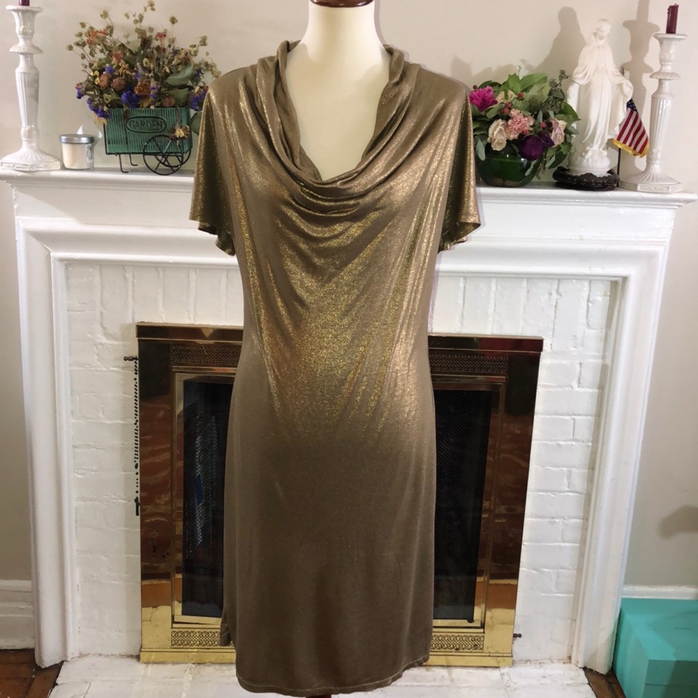 Laundry by Design Women's Gold Metalc   Dress